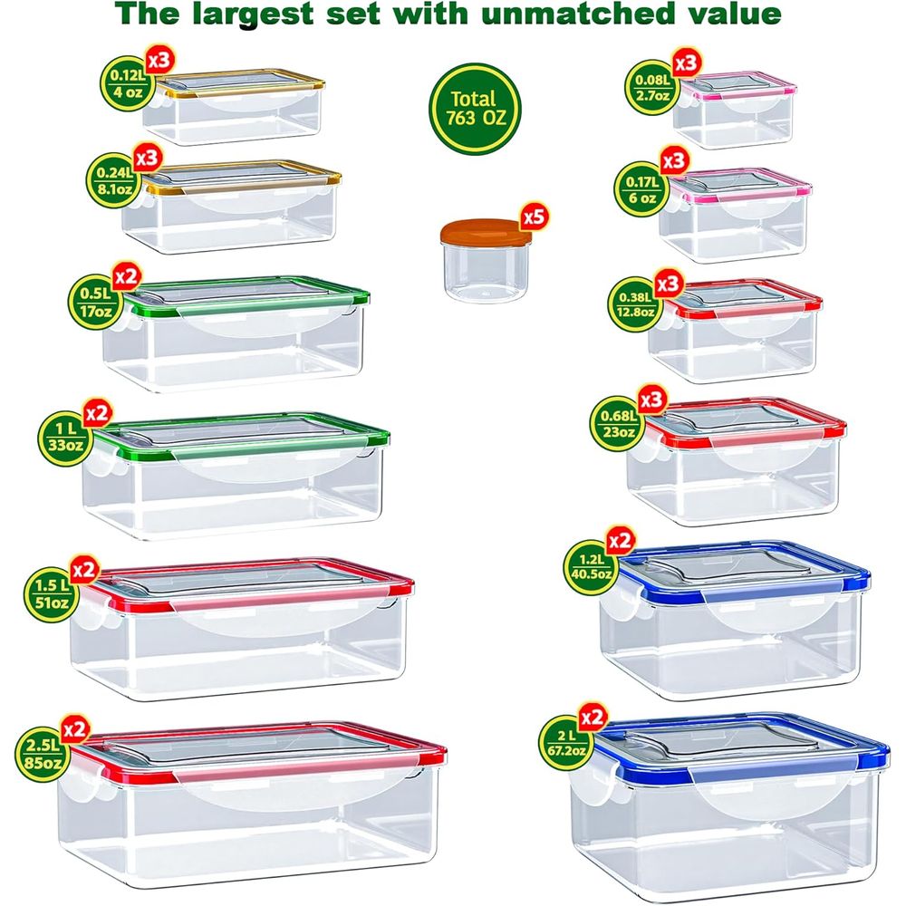 70 Pcs Large Food Storage Cont - Food Storage With Lids のレビューと価格