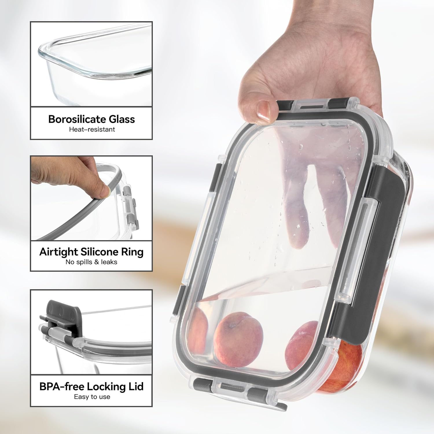 Glass Food Storage Containers, - Food Storage With Lids のレビューと価格